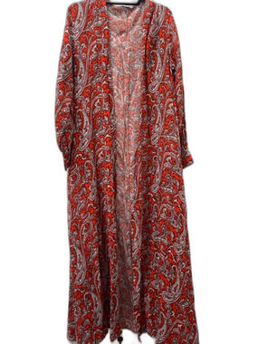Eywasouls Malibu Bohemian Orange Paisley Open Kaftan XS/S MSRP $425